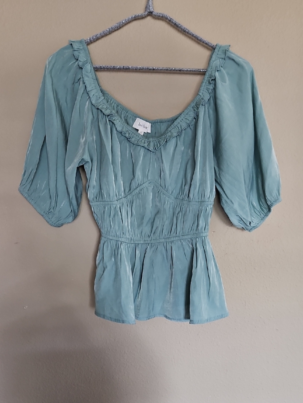 Bohme  Light Sage Ruffled Peasant Top - Women